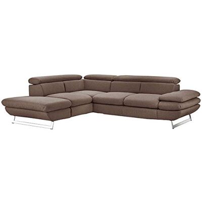 Mivano Ecksofa Prestige, Modernes Schlafsofa in L-Form mit Ottomane und Bettfunktion, Kopfstützen und Armlehne verstellbar, 265 x 74 x 223, Strukturstoff, braun Mivano Ecksofa Prestige, Modernes Schlafsofa in L-Form mit Ottomane und Bettfunktion, Kopfstützen und Armlehne verstellbar, 265 x 74 x 223, Strukturstoff, braun