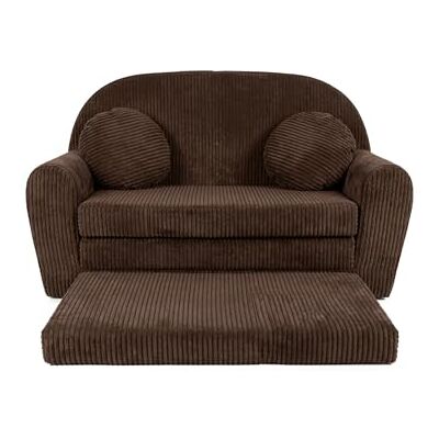 FORTISLINE Kindersofa XXL ausklappbar 96x57x48 cm Kindercouch aus Cord mit Liegefläche 165 cm, Kinderzimmer Sofa mit 2 Kissen, Abnehmbarer waschbarer Bezug, Oeko-TEX Standard 100 (Schokoladenbraun) FORTISLINE Kindersofa XXL ausklappbar 96x57x48 cm Kindercouch aus Cord mit Liegefläche 165 cm, Kinderzimmer Sofa mit 2 Kissen, Abnehmbarer waschbarer Bezug, Oeko-TEX Standard 100 (Schokoladenbraun)