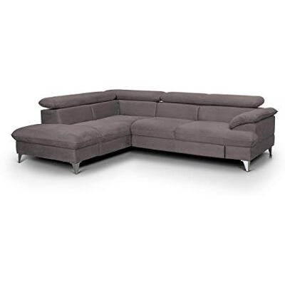 Mivano Ecksofa David / Moderne Couch in L-Form mit verstellbaren Kopfstützen und Ottomane / 256 x 71 x 208 / Mikrofaser-Bezug, Hellbraun Mivano Ecksofa David / Moderne Couch in L-Form mit verstellbaren Kopfstützen und Ottomane / 256 x 71 x 208 / Mikrofaser-Bezug, Hellbraun
