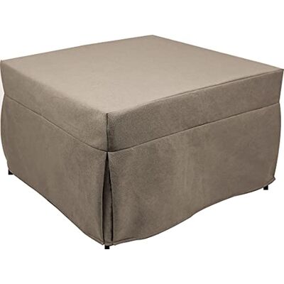 Dmora Puof in ein Einzelbett umwandelbar, Made in Italy, Klappbett, Pouf aus abnehmbarem, platzsparendem Stoff für das Wohnzimmer, 78x78 / 195h45 cm, Taubengrau Dmora Puof in ein Einzelbett umwandelbar, Made in Italy, Klappbett, Pouf aus abnehmbarem, platzsparendem Stoff für das Wohnzimmer, 78x78 / 195h45 cm, Taubengrau