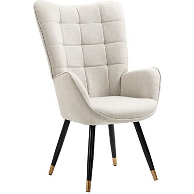 MEUBLE COSY Sessel Relaxsessel Lehnstühle Polstersessel Einzelsofa mit Vergoldeten Metallbeinen Ohrensessel für Wohnzimmer Schlafzimmer Büro Vanity, Stoff, Beige MEUBLE COSY Sessel Relaxsessel Lehnstühle Polstersessel Einzelsofa mit Vergoldeten Metallbeinen Ohrensessel für Wohnzimmer Schlafzimmer Büro Vanity, Stoff, Beige
