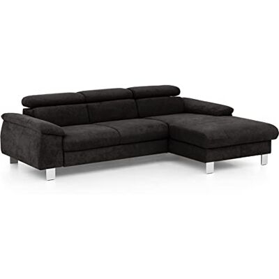 Mivano Ecksofa Micky mit Recamiere / Eckcouch mit Bettfunktion, Bettkasten und Kopfteilverstellung / 244 x 72 x 166 / Mikrofaser, Schwarz Mivano Ecksofa Micky mit Recamiere / Eckcouch mit Bettfunktion, Bettkasten und Kopfteilverstellung / 244 x 72 x 166 / Mikrofaser, Schwarz