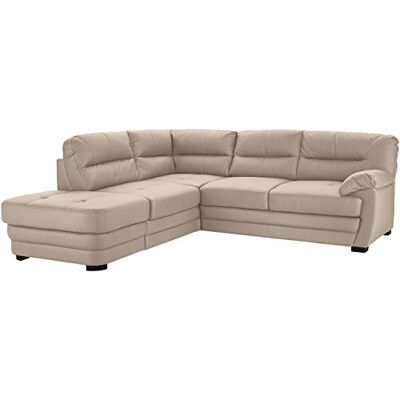 Mivano Ecksofa Royale / Zeitloses L-Form-Sofa mit Ottomane und hohen Rückenlehnen / 246 x 90 x 230 / Lederoptik, hellbraun Mivano Ecksofa Royale / Zeitloses L-Form-Sofa mit Ottomane und hohen Rückenlehnen / 246 x 90 x 230 / Lederoptik, hellbraun