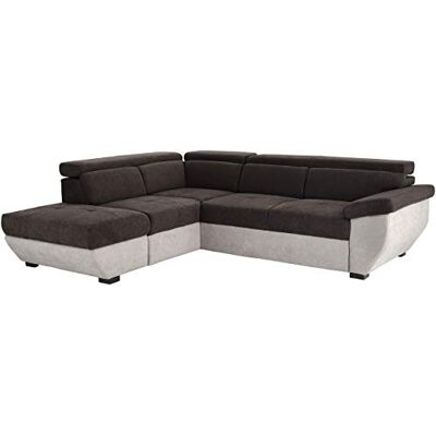 Mivano Ecksofa Speedway / Moderne Couch in L-Form mit verstellbaren Kopfstützen und Ottomane / 262 x 79 x 224 / Zweifarbiger Bezug, mud/elephant Mivano Ecksofa Speedway / Moderne Couch in L-Form mit verstellbaren Kopfstützen und Ottomane / 262 x 79 x 224 / Zweifarbiger Bezug, mud/elephant