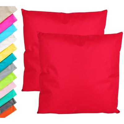 JACK 2er Set Outdoor Kissenhülle Kissenbezug 45x45cm Wasserfest Sitzkissen Lounge Kissen Garten Stuhl Lotus Effekt, Farbe:Rot JACK 2er Set Outdoor Kissenhülle Kissenbezug 45x45cm Wasserfest Sitzkissen Lounge Kissen Garten Stuhl Lotus Effekt, Farbe:Rot