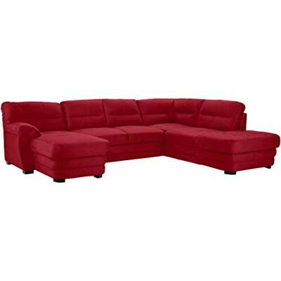 Mivano Wohnlandschaft Royale, Zeitloses Bettsofa in U-Form mit Schlaffunktion, kleinem Bettkasten und hohen Rückenlehnen, 316 x 90 x 230, Mikrofaser, rot Mivano Wohnlandschaft Royale, Zeitloses Bettsofa in U-Form mit Schlaffunktion, kleinem Bettkasten und hohen Rückenlehnen, 316 x 90 x 230, Mikrofaser, rot