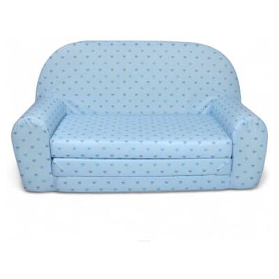 FORTISLINE Kindersofa MINI ausklappbar 78 x 40 x 45 cm Kindercouch aus Mikrofaser mit Liegefläche 104 cm, abnehmbarem waschbarem Bezug, Oeko-TEX Standard 100, Blau Herzen Grau/Blau FORTISLINE Kindersofa MINI ausklappbar 78 x 40 x 45 cm Kindercouch aus Mikrofaser mit Liegefläche 104 cm, abnehmbarem waschbarem Bezug, Oeko-TEX Standard 100, Blau Herzen Grau/Blau