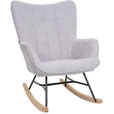 Mendler Schaukelstuhl HWC-K36 Stoff/Textil grau Schwingstuhl, Relaxsessel, Fernsehsessel Mendler Schaukelstuhl HWC-K36 Stoff/Textil grau Schwingstuhl, Relaxsessel, Fernsehsessel