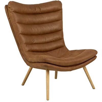 AC Design Furniture Grady Loungestuhl in Braun, Polsterstuhl in Lederoptik und Holzbeinen, Ohrensessel im Modernen Skandinavischen Retro Stil für Wohnzimmer, Schlafzimmer, Büro AC Design Furniture Grady Loungestuhl in Braun, Polsterstuhl in Lederoptik und Holzbeinen, Ohrensessel im Modernen Skandinavischen Retro Stil für Wohnzimmer, Schlafzimmer, Büro