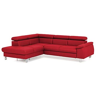 Mivano Ecksofa Micky mit Ottomane / L-Form-Sofa mit Schlaffunktion, Stauraum und Kopfteilverstellung / 249 x 72 x 207 / Kunstleder, Rot Mivano Ecksofa Micky mit Ottomane / L-Form-Sofa mit Schlaffunktion, Stauraum und Kopfteilverstellung / 249 x 72 x 207 / Kunstleder, Rot