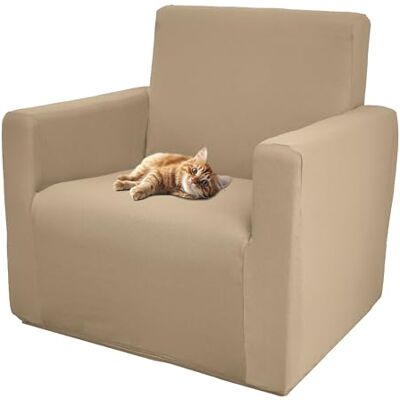Comart Sesselbezug Bright – elastischer Sesselbezug mit Armlehnen – Bezug aus Polyester – Kratzfest – schmutzabweisend – maschinenwaschbar – rutschfest – Beige – 1-Sitzer-Sessel Comart Sesselbezug Bright – elastischer Sesselbezug mit Armlehnen – Bezug aus Polyester – Kratzfest – schmutzabweisend – maschinenwaschbar – rutschfest – Beige – 1-Sitzer-Sessel