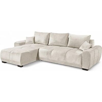 Stella Trading Dexter Ecksofa mit Schlaffunktion, Ivory Moderne Eckcouch in L-Form mit Bettkasten für Ihr Wohnzimmer 294 x 91 x 183 cm (B/H/T) Stella Trading Dexter Ecksofa mit Schlaffunktion, Ivory Moderne Eckcouch in L-Form mit Bettkasten für Ihr Wohnzimmer 294 x 91 x 183 cm (B/H/T)