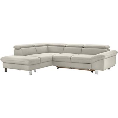 Mivano Ecksofa Driver mit Ottomane links, Ledercouch mit Bettfunktion und Bettkasten klein, Inkl. verstellbare Kopfstützen, 266 x 73 x 214, Kunstleder, Weiß Mivano Ecksofa Driver mit Ottomane links, Ledercouch mit Bettfunktion und Bettkasten klein, Inkl. verstellbare Kopfstützen, 266 x 73 x 214, Kunstleder, Weiß