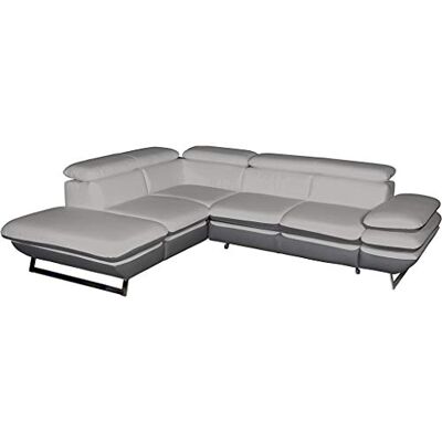 Mivano Ecksofa Prestige / L-Form-Sofa mit Ottomane / Kopfstützen und Armlehne verstellbar / 265 x 74 x 223 / Zweifarbiges Kunstleder, hellgrau/dunkelgrau Mivano Ecksofa Prestige / L-Form-Sofa mit Ottomane / Kopfstützen und Armlehne verstellbar / 265 x 74 x 223 / Zweifarbiges Kunstleder, hellgrau/dunkelgrau