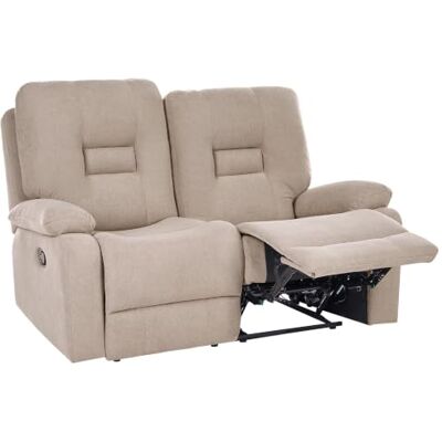 Beliani 2-Sitzer Sofa mit Liegefunktion Stoff taupe manuell verstellbar Bergen Beliani 2-Sitzer Sofa mit Liegefunktion Stoff taupe manuell verstellbar Bergen