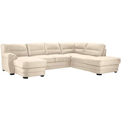 Mivano Wohnlandschaft Royale, Zeitloses Bettsofa in U-Form mit Schlaffunktion, kleinem Bettkasten und hohen Rückenlehnen, 316 x 90 x 230, Mikrofaser, beige Mivano Wohnlandschaft Royale, Zeitloses Bettsofa in U-Form mit Schlaffunktion, kleinem Bettkasten und hohen Rückenlehnen, 316 x 90 x 230, Mikrofaser, beige