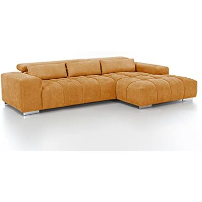 Mivano Ecksofa Orion / Große Eckcouch mit XL-Recamiere, Kopfteilfunktion und Kissen / 307 x 73 x 186 / Mikrofaser, Gelb Mivano Ecksofa Orion / Große Eckcouch mit XL-Recamiere, Kopfteilfunktion und Kissen / 307 x 73 x 186 / Mikrofaser, Gelb