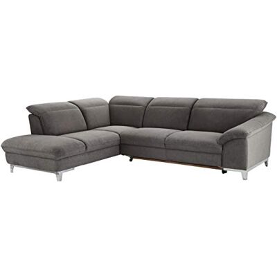 Mivano Schlafsofa Teresa / L-Form-Sofa mit Bett, verstellbaren Kopfstützen und Ottomane / 293 x 84 x 232 / Mikrofaser, Dunkelgrau Mivano Schlafsofa Teresa / L-Form-Sofa mit Bett, verstellbaren Kopfstützen und Ottomane / 293 x 84 x 232 / Mikrofaser, Dunkelgrau