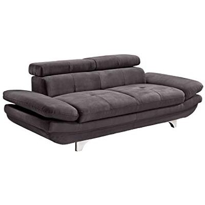 Mivano Zweisitzer-Sofa Enterprise / 2er-Couch mit Armteilfunktion und Kopfteilverstellung / 218 x 72 x 104 / Mikrofaser-Bezug, dunkelgrau Mivano Zweisitzer-Sofa Enterprise / 2er-Couch mit Armteilfunktion und Kopfteilverstellung / 218 x 72 x 104 / Mikrofaser-Bezug, dunkelgrau