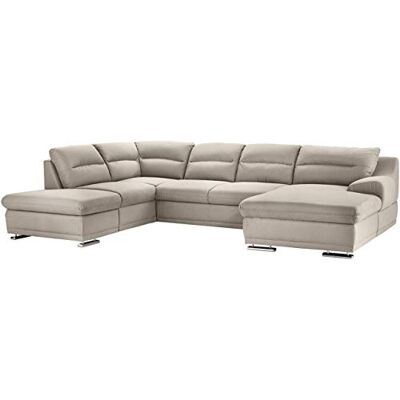 Mivano Wohnlandschaft Coast / Große Schlafcouch in U-Form / Mit Bettfunktion und Stauraum / Ottomane links und Recamiere rechts / 334 x 88 x 217 / Mikrofaser: sand Mivano Wohnlandschaft Coast / Große Schlafcouch in U-Form / Mit Bettfunktion und Stauraum / Ottomane links und Recamiere rechts / 334 x 88 x 217 / Mikrofaser: sand