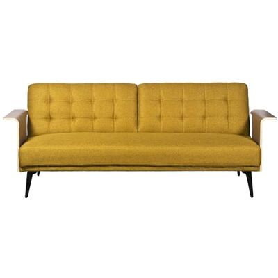 DRW Schlafsofa für 3 Sitzer aus Polyester und Holz, Senf, 87 x 203 x 81 cm DRW Schlafsofa für 3 Sitzer aus Polyester und Holz, Senf, 87 x 203 x 81 cm
