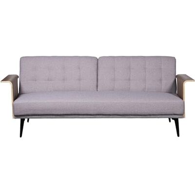 DRW Schlafsofa für 3 Personen, Polyester, mit Beinen und Armen aus Holz, Grau, 203 x 87 x 81 cm DRW Schlafsofa für 3 Personen, Polyester, mit Beinen und Armen aus Holz, Grau, 203 x 87 x 81 cm