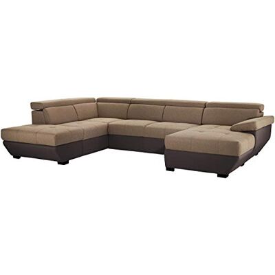 Mivano Wohnlandschaft Speedway, Modernes U-Form-Schlafsofa mit Stauraum und verstellbaren Kopfstützen, 332 x 79 x 222, Zweifarbiger Bezug, Braun/Dunkelbraun Mivano Wohnlandschaft Speedway, Modernes U-Form-Schlafsofa mit Stauraum und verstellbaren Kopfstützen, 332 x 79 x 222, Zweifarbiger Bezug, Braun/Dunkelbraun