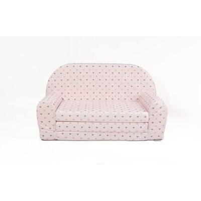 FORTISLINE Kindersofa MINI ausklappbar 78 x 40 x 45 cm Kindercouch aus Mikrofaser mit Liegefläche 104 cm, abnehmbarem waschbarem Bezug, Oeko-TEX Standard 100, Beige Herzen Grau/Rosa FORTISLINE Kindersofa MINI ausklappbar 78 x 40 x 45 cm Kindercouch aus Mikrofaser mit Liegefläche 104 cm, abnehmbarem waschbarem Bezug, Oeko-TEX Standard 100, Beige Herzen Grau/Rosa