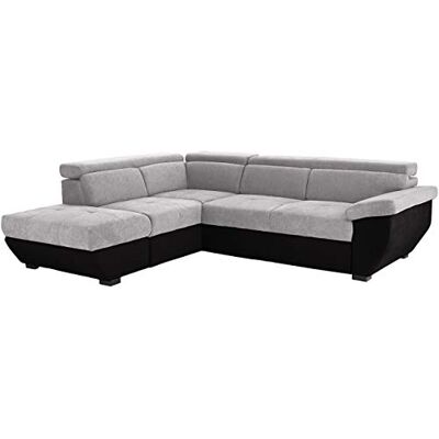 Mivano Schlafsofa Speedway / Moderne Eckcouch mit Bettfunktion, Stauraum und verstellbaren Kopfstützen / 262 x 79 x 224 / Zweifarbiger Bezug, argent/black Mivano Schlafsofa Speedway / Moderne Eckcouch mit Bettfunktion, Stauraum und verstellbaren Kopfstützen / 262 x 79 x 224 / Zweifarbiger Bezug, argent/black