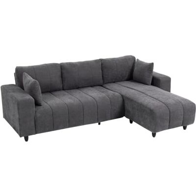 HOMCOM Modular-Sektionssofa Chaise verstellbar 241cm dunkelgrau Integrierter Sitz, 3-Sitzer Couch, L-förmiges Sofa, Federkissen, 2 Kissen, Stahlrahmen, Wohnzimmer HOMCOM Modular-Sektionssofa Chaise verstellbar 241cm dunkelgrau Integrierter Sitz, 3-Sitzer Couch, L-förmiges Sofa, Federkissen, 2 Kissen, Stahlrahmen, Wohnzimmer