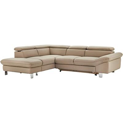 Mivano Ecksofa Driver mit Ottomane links, Ledercouch mit Bettfunktion und Bettkasten klein, Inkl. verstellbare Kopfstützen, 266 x 73 x 214, Kunstleder, Hellbraun Mivano Ecksofa Driver mit Ottomane links, Ledercouch mit Bettfunktion und Bettkasten klein, Inkl. verstellbare Kopfstützen, 266 x 73 x 214, Kunstleder, Hellbraun