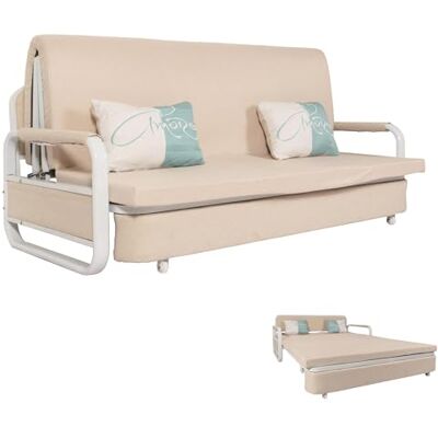 Mendler Schlafsofa HWC-M83 190x185cm Stoff/Textil beige Schlafcouch, Couch, Sofa, Schlaffunktion, Bettkasten, Liegefläche Mendler Schlafsofa HWC-M83 190x185cm Stoff/Textil beige Schlafcouch, Couch, Sofa, Schlaffunktion, Bettkasten, Liegefläche