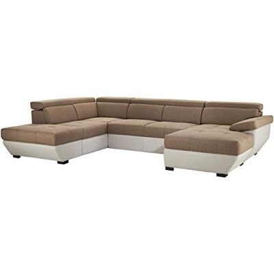 Mivano Wohnlandschaft Speedway, Modernes U-Form-Schlafsofa mit Stauraum und verstellbaren Kopfstützen, 332 x 79 x 222, Zweifarbiger Bezug, Braun/Hellgrau Mivano Wohnlandschaft Speedway, Modernes U-Form-Schlafsofa mit Stauraum und verstellbaren Kopfstützen, 332 x 79 x 222, Zweifarbiger Bezug, Braun/Hellgrau