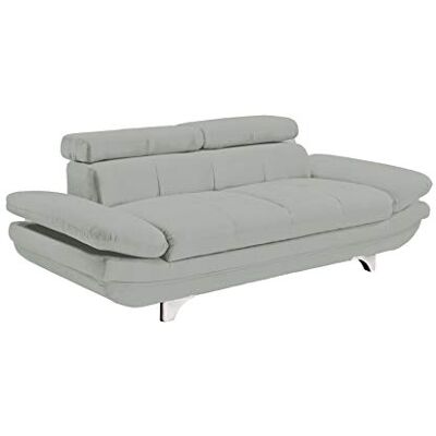 Mivano Zweisitzer Leder-Sofa Enterprise / 2er-Couch mit Bezug aus echtem Leder, verstellbaren Kopfstützen und Armlehnen / 218 x 72 x 104 / Echtleder, hellgrau Mivano Zweisitzer Leder-Sofa Enterprise / 2er-Couch mit Bezug aus echtem Leder, verstellbaren Kopfstützen und Armlehnen / 218 x 72 x 104 / Echtleder, hellgrau