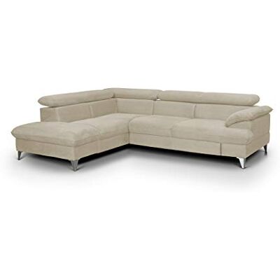 Mivano Schlafsofa David / Moderne Eckcouch mit verstellbaren Kopfstützen, Schlaffunktion und Stauraum / 256 x 71 x 208 / Mikrofaser-Bezug, Creme-Weiß Mivano Schlafsofa David / Moderne Eckcouch mit verstellbaren Kopfstützen, Schlaffunktion und Stauraum / 256 x 71 x 208 / Mikrofaser-Bezug, Creme-Weiß