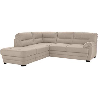 Mivano Ecksofa Royale / Zeitloses Schlafsofa in L-Form mit Bettfunktion, Stauraum, Ottomane und hohen Rückenlehnen / 246 x 90 x 230 / Lederoptik, hellbraun Mivano Ecksofa Royale / Zeitloses Schlafsofa in L-Form mit Bettfunktion, Stauraum, Ottomane und hohen Rückenlehnen / 246 x 90 x 230 / Lederoptik, hellbraun