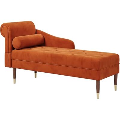 Vesgantti Velvet Chaiselongue, Indoor Lounge Sofa mit linker Armlehne und Lendenkissen, Recamiere für Wohnzimmer, Schlafzimmer und Büro, Samt Loungesessel 149.5 x 54 x 76CM Vesgantti Velvet Chaiselongue, Indoor Lounge Sofa mit linker Armlehne und Lendenkissen, Recamiere für Wohnzimmer, Schlafzimmer und Büro, Samt Loungesessel 149.5 x 54 x 76CM