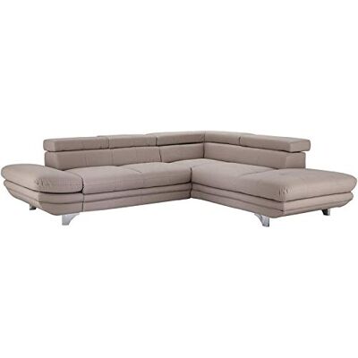 Mivano Ecksofa Enterprise / Trendige Ledercouch in L-Form mit Ottomane rechts / Inkl. höhenverstellbare Kopfstützen / 277 x 75 x 238 / Kunstleder: hellgrau Mivano Ecksofa Enterprise / Trendige Ledercouch in L-Form mit Ottomane rechts / Inkl. höhenverstellbare Kopfstützen / 277 x 75 x 238 / Kunstleder: hellgrau