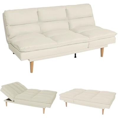 Mendler - Hwc-m79 - Elfenbein Stoff - Rückenlehne verstellbar - Schlafsofa Mendler - Hwc-m79 - Elfenbein Stoff - Rückenlehne verstellbar - Schlafsofa
