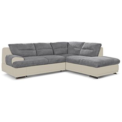 Mivano Ecksofa Coast / Große Sofagarnitur in L-Form mit Ottomane rechts / 264 x 88 x 217 / Materialmix: Grau/Beige Mivano Ecksofa Coast / Große Sofagarnitur in L-Form mit Ottomane rechts / 264 x 88 x 217 / Materialmix: Grau/Beige