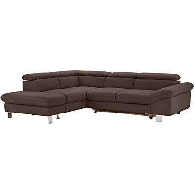 Mivano Ecksofa Driver mit Ottomane links, Ledercouch mit Bettfunktion und Bettkasten klein, Inkl. verstellbare Kopfstützen, 266 x 73 x 214, Kunstleder, Grau-Braun Mivano Ecksofa Driver mit Ottomane links, Ledercouch mit Bettfunktion und Bettkasten klein, Inkl. verstellbare Kopfstützen, 266 x 73 x 214, Kunstleder, Grau-Braun