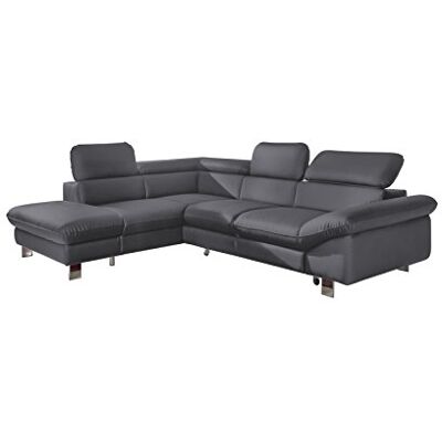 Mivano Ecksofa Driver mit Schlaffunktion und Stauraum / Ledersofa in L-Form mit Ottomane links / Inkl. verstellbare Kopfstützen / 266 x 73 x 214 / Kunstleder grau Mivano Ecksofa Driver mit Schlaffunktion und Stauraum / Ledersofa in L-Form mit Ottomane links / Inkl. verstellbare Kopfstützen / 266 x 73 x 214 / Kunstleder grau