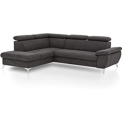 Mivano Eckcouch Gisele / Ecksofa mit Schlaffunktion, Stauraum, Armteilfunktion und Kopfteilverstellung / 256 x 83 x 209 / Velours, Graubraun Mivano Eckcouch Gisele / Ecksofa mit Schlaffunktion, Stauraum, Armteilfunktion und Kopfteilverstellung / 256 x 83 x 209 / Velours, Graubraun
