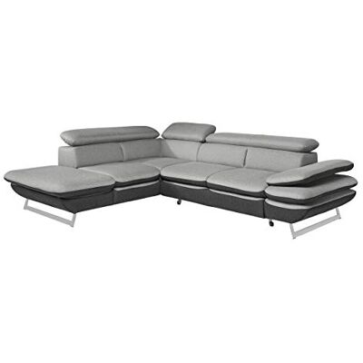 Mivano Ecksofa Prestige / Schlafsofa in L-Form mit Ottomane und Bettfunktion / Kopfstützen und Armlehne verstellbar / 265 x 74 x 223 / Zweifarbiger Strukturstoff, grau/anthrazit Mivano Ecksofa Prestige / Schlafsofa in L-Form mit Ottomane und Bettfunktion / Kopfstützen und Armlehne verstellbar / 265 x 74 x 223 / Zweifarbiger Strukturstoff, grau/anthrazit