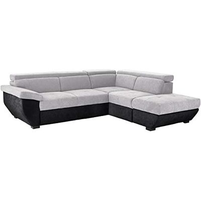 Mivano Ecksofa Speedway / Moderne Couch in L-Form mit verstellbaren Kopfteilen und Ottomane / 262 x 79 x 224 / Zweifarbiger Bezug, argent/black Mivano Ecksofa Speedway / Moderne Couch in L-Form mit verstellbaren Kopfteilen und Ottomane / 262 x 79 x 224 / Zweifarbiger Bezug, argent/black