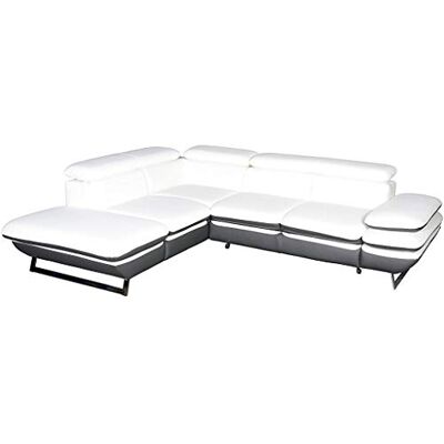 Mivano Ecksofa Prestige / L-Form-Sofa mit Ottomane / Kopfstützen und Armlehne verstellbar / 265 x 74 x 223 / Zweifarbiges Kunstleder, weiß/dunkelgrau Mivano Ecksofa Prestige / L-Form-Sofa mit Ottomane / Kopfstützen und Armlehne verstellbar / 265 x 74 x 223 / Zweifarbiges Kunstleder, weiß/dunkelgrau