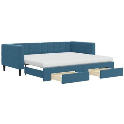 vidaXL Blau Samt 2-in-1 Tagesbett mit Schubladen vidaXL Blau Samt 2-in-1 Tagesbett mit Schubladen