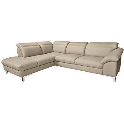Mivano Eckcouch Teresa / Ecksofa mit Bettfunktion und Kopfteilverstellung in Lederoptik / 293 x 84 x 232 / Kunstleder Beige Mivano Eckcouch Teresa / Ecksofa mit Bettfunktion und Kopfteilverstellung in Lederoptik / 293 x 84 x 232 / Kunstleder Beige