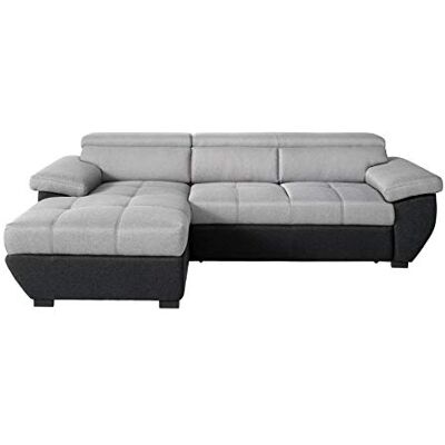 Mivano Ecksofa Speedway / Moderne Couch in L-Form mit verstellbaren Kopfteilen und Recamiere / 267 x 79 x 170 / Zweifarbig: Grau-Schwarz Mivano Ecksofa Speedway / Moderne Couch in L-Form mit verstellbaren Kopfteilen und Recamiere / 267 x 79 x 170 / Zweifarbig: Grau-Schwarz