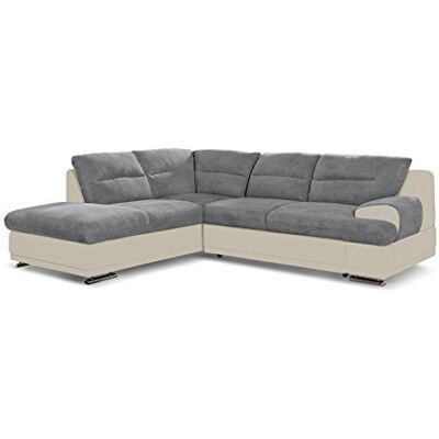 Mivano Ecksofa Coast / Große Sofagarnitur in L-Form mit Ottomane links / 264 x 88 x 217 / Materialmix: Grau/Beige Mivano Ecksofa Coast / Große Sofagarnitur in L-Form mit Ottomane links / 264 x 88 x 217 / Materialmix: Grau/Beige